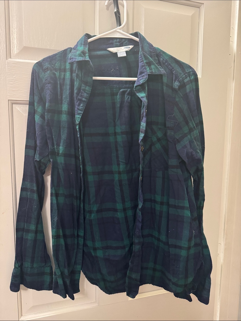Classic Navy & Green Plaid women’s Button-Up Shirt